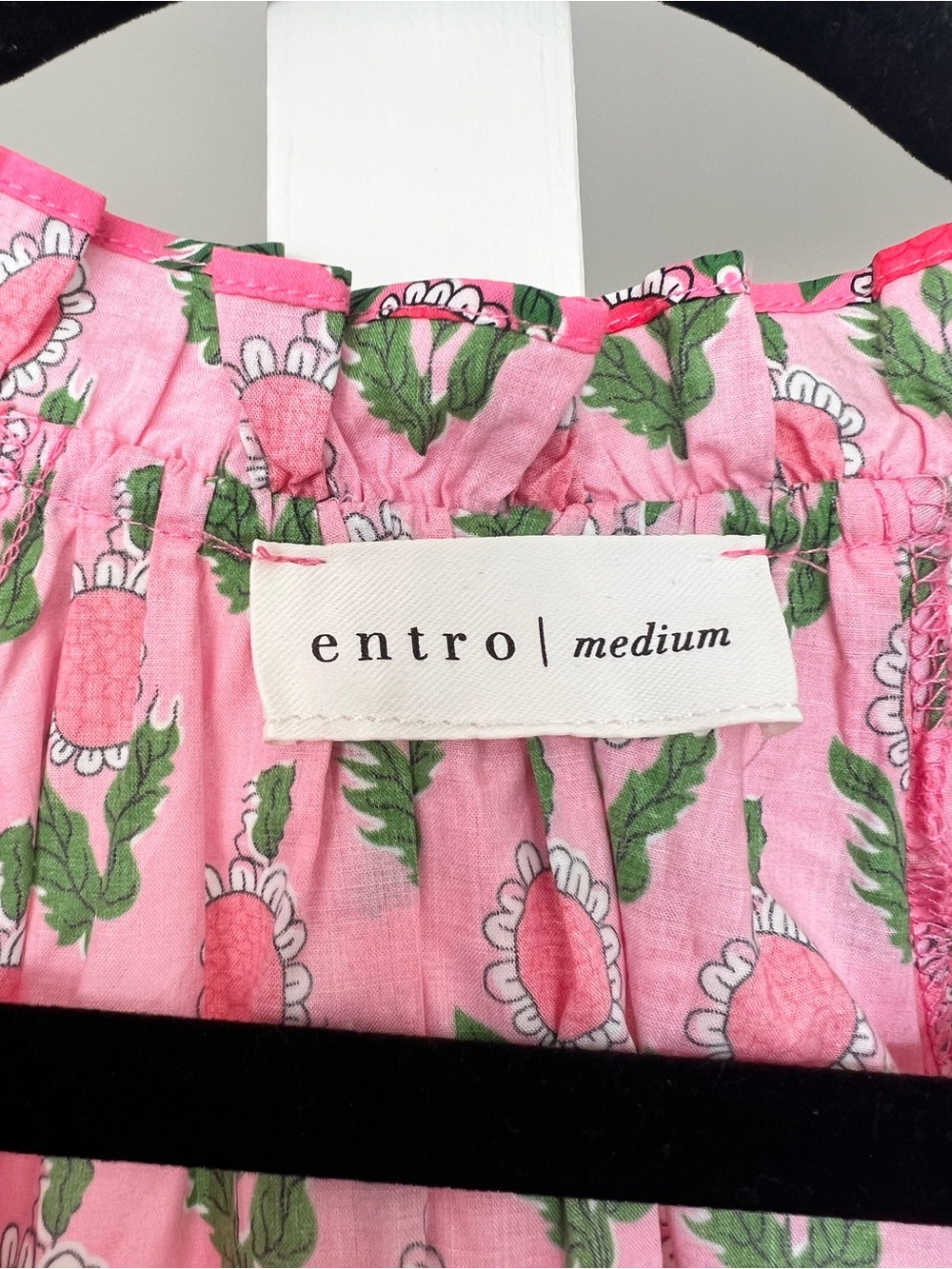 Entro Pink & Green Floral Cotton Mini Dress Sz M - Picture 7 of 14